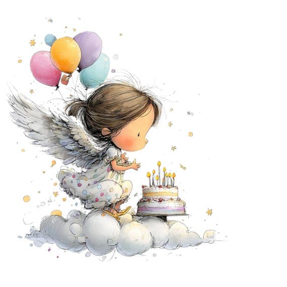 15 Whimsical Birthday Angel Clipart PNG β view 6 β watercolor clipart transparent PNG instant download