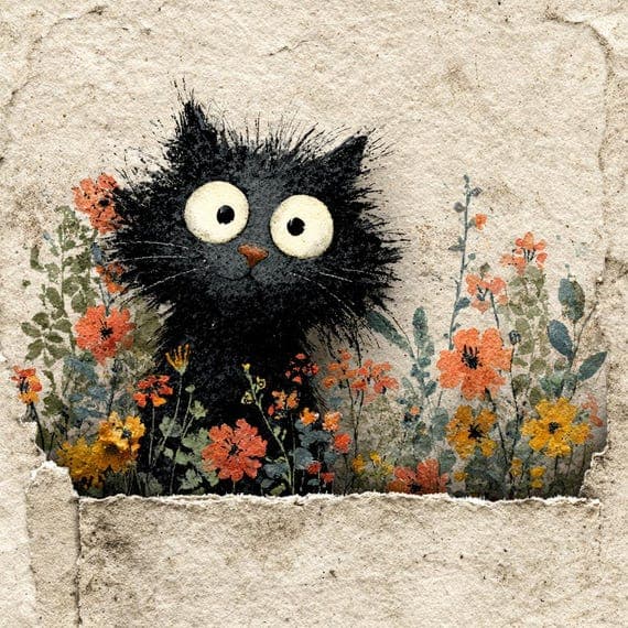 20 Luxury Floral Cat JPG 3D Watercolor Kitten Art Flowers Wall Decor P β view 5 β watercolor clipart transparent PNG instant download