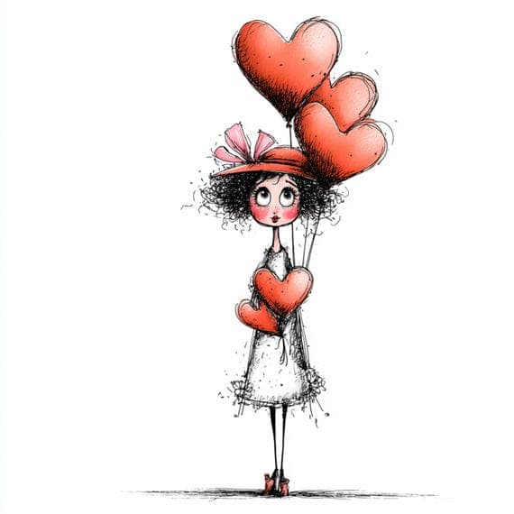 25 Whimsical Heart Girl Clipart β view 4 β watercolor clipart transparent PNG instant download
