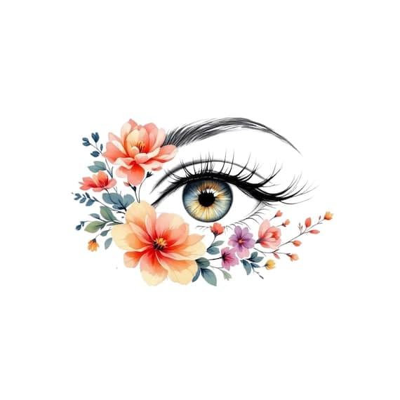 Abstract Floral Eye Clipart, Watercolor PNGs (Digital Download) β view 8 β watercolor clipart transparent PNG instant download