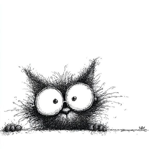 12 Peeking Funny Cat Clipart – Quirky Black Line Art Cats for Crafters — view 7 — watercolor clipart transparent PNG instant download
