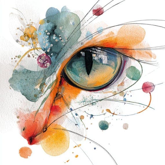40 Abstract Cat Face Clipart β view 5 β watercolor clipart transparent PNG instant download