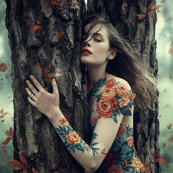 15 Forest Goddess Surreal Woman Art – Nature Spirit Portraits for Boho — view 3 — watercolor clipart transparent PNG instant download