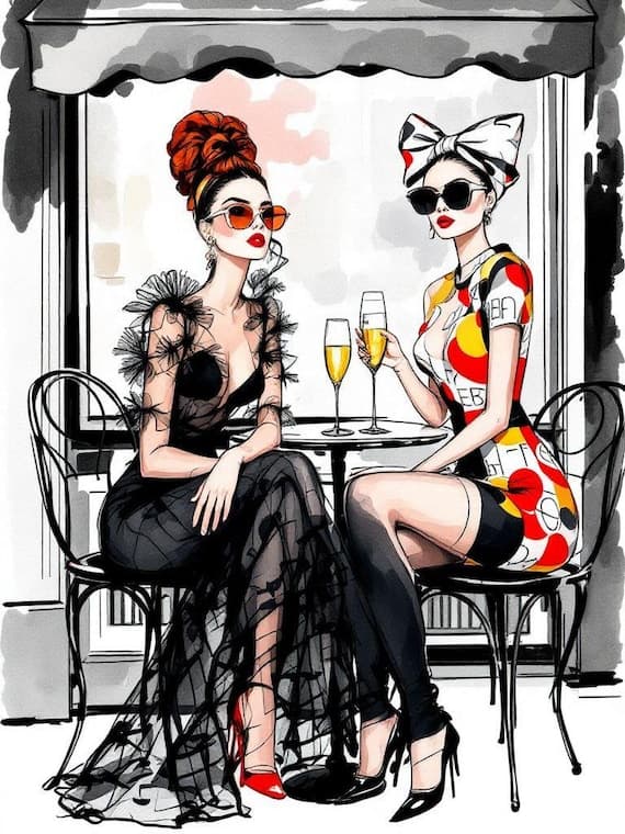 Stylish Friend Clipart Bundle — watercolor clipart transparent PNG instant download