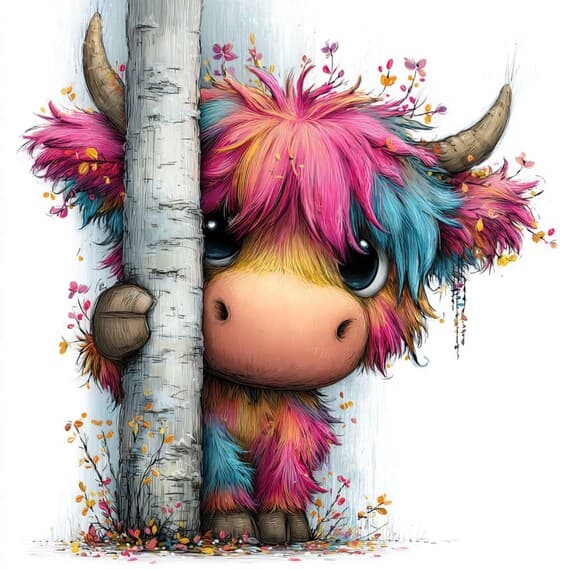 Rainbow Highland Cow Clipart – Nursery Art (Digital Download)) — view 7 — watercolor clipart transparent PNG instant download