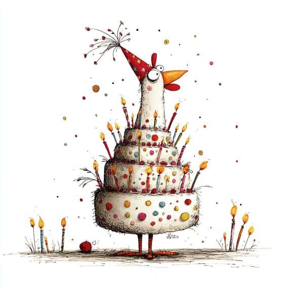 15 Happy Birthday Chicken Clipart (JPG) β view 2 β watercolor clipart transparent PNG instant download