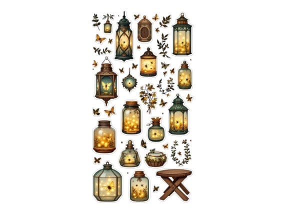 50 Whimsical Firefly Jar Clipart PNG β view 5 β watercolor clipart transparent PNG instant download
