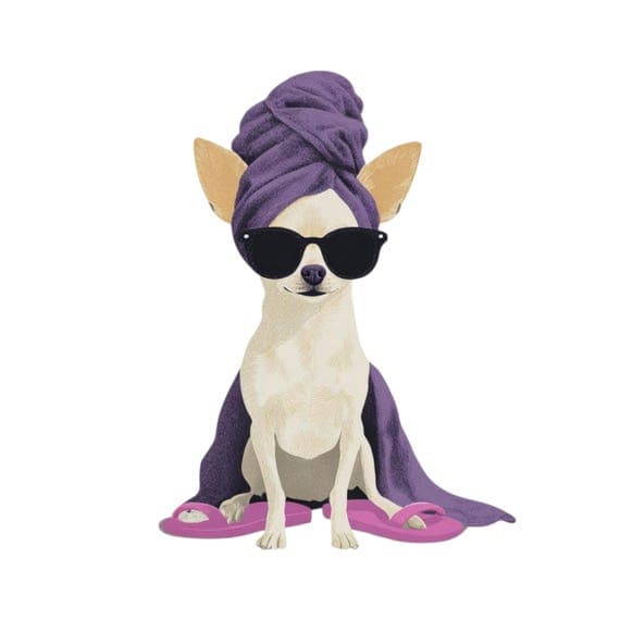 15 Quirky Spa Dogs Clipart (JPG PNG) – Fashion Chihuahua & Funny Pet I — view 2 — watercolor clipart transparent PNG instant download