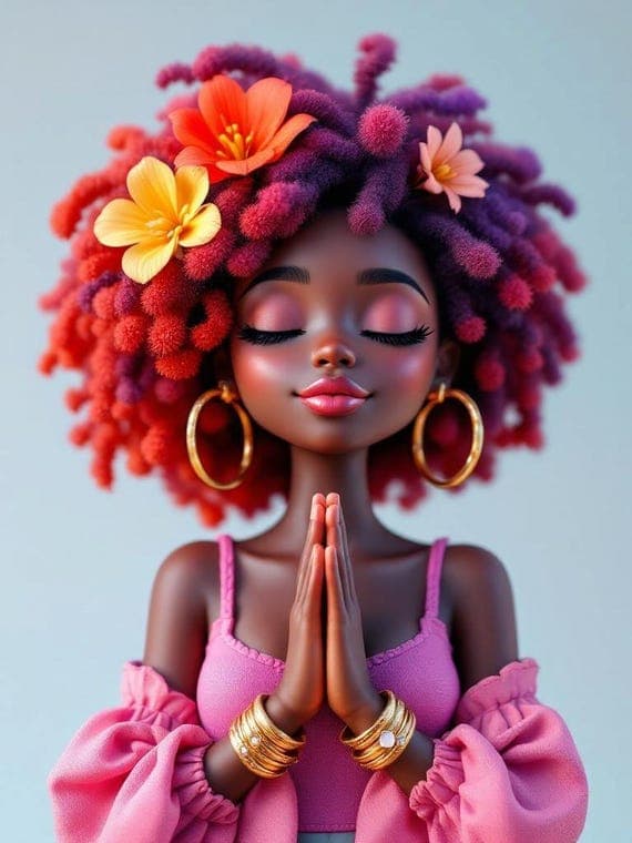 Praying Black Girl Clipart, Figurines African American (PNG, JPG) β view 4 β watercolor clipart transparent PNG instant download