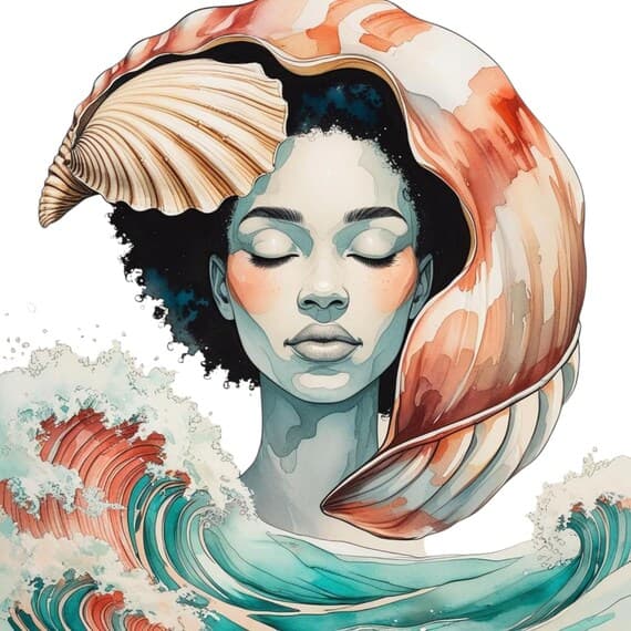 Watercolor Ocean Woman Clipart – Seashell Goddess PNGs (Digital Downlo — view 6 — watercolor clipart transparent PNG instant download