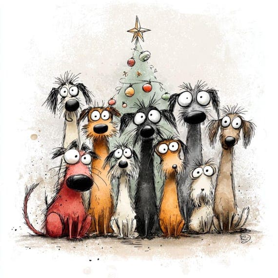 30 Watercolor Christmas Dog Clipart (JPG) โ watercolor clipart transparent PNG instant download