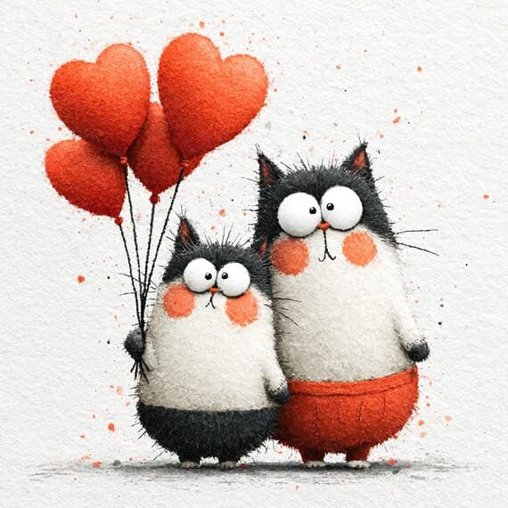 35 Valentine Animal Clipart Heart Balloon Graphics Junk Journal Card M — view 4 — watercolor clipart transparent PNG instant download