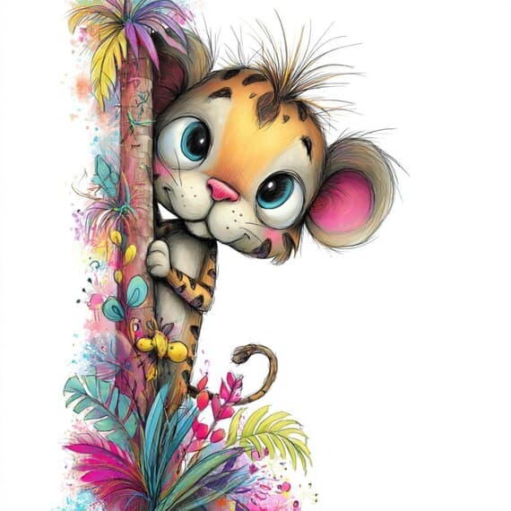 Watercolor Peekaboo Jungle Animals Clipart β view 5 β watercolor clipart transparent PNG instant download