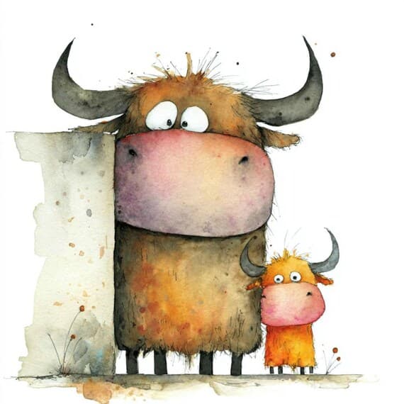 35 Quirky Peeking Cow Clipart (JPG) โ view 2 โ watercolor clipart transparent PNG instant download