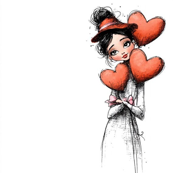 25 Whimsical Heart Girl Clipart β watercolor clipart transparent PNG instant download