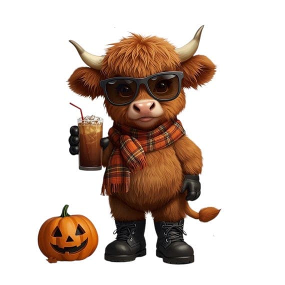 Watercolor Halloween Highland Cow Clipart Bundle (PNGs, Commercial Use β view 4 β watercolor clipart transparent PNG instant download