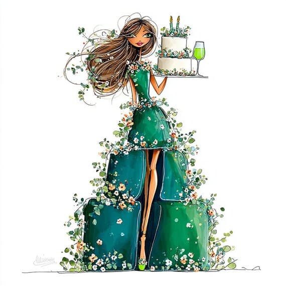 15 Watercolor Cake Girl Clipart (PNG) — view 2 — watercolor clipart transparent PNG instant download