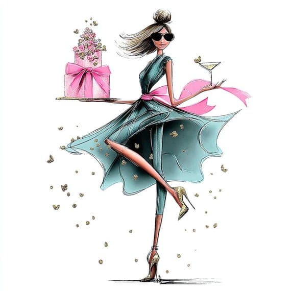 22 Pink Cake Lady Clipart (JPG) β view 5 β watercolor clipart transparent PNG instant download