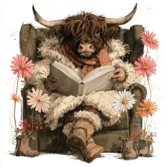 21 Whimsical Highland Cow Clipart PNG β view 8 β watercolor clipart transparent PNG instant download