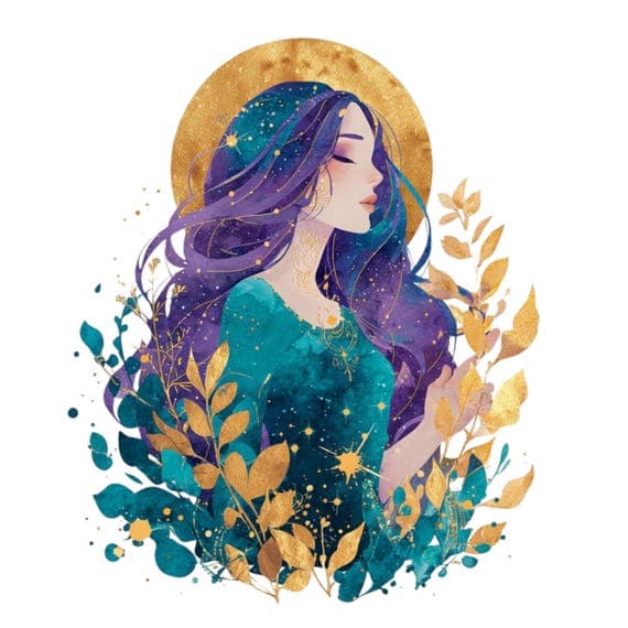 15 Emerald Moon Woman Faces Clipart (PNG JPG) – Celestial Botanical Go — view 7 — watercolor clipart transparent PNG instant download