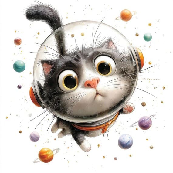 15 Space Explorer Cats Clipart (JPG) – Funny Astronaut Galaxy Cats for — watercolor clipart transparent PNG instant download