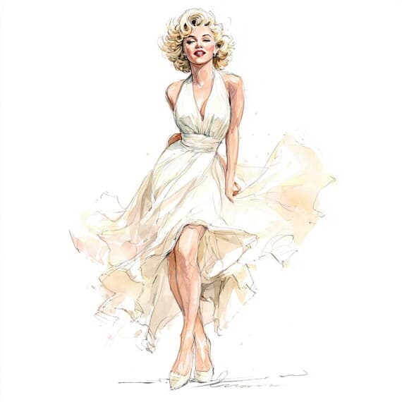 1950s Fashion Illustration β view 7 β watercolor clipart transparent PNG instant download