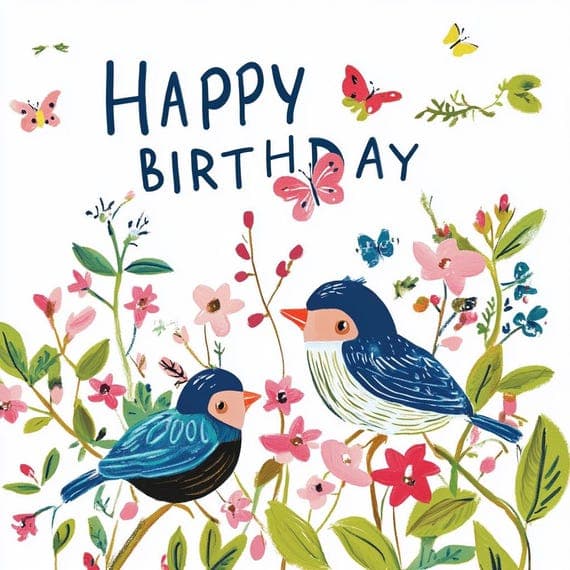 Happy Floral Birthday Clipart Bundle β view 4 β watercolor clipart transparent PNG instant download