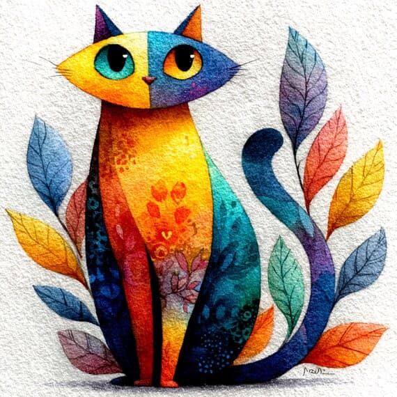 17 Whimsical Cat Line Art Clipart JPG β view 6 β watercolor clipart transparent PNG instant download