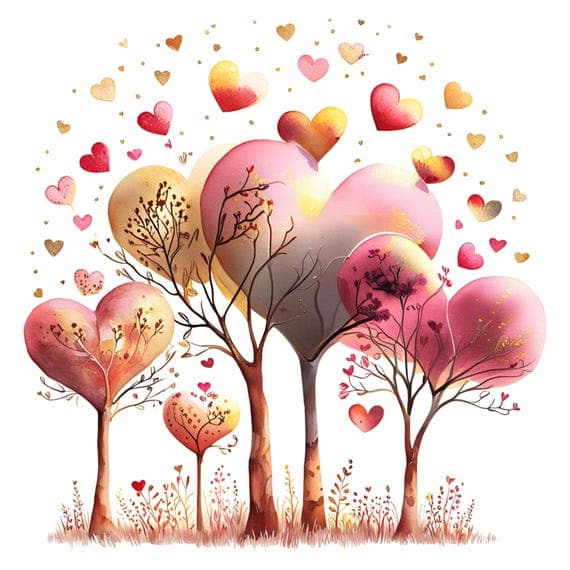 Watercolor Heart Tree Clipart β view 2 β watercolor clipart transparent PNG instant download