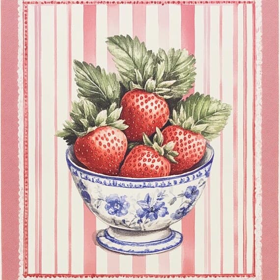 8 Strawberry Chinoiserie Print β view 6 β watercolor clipart transparent PNG instant download