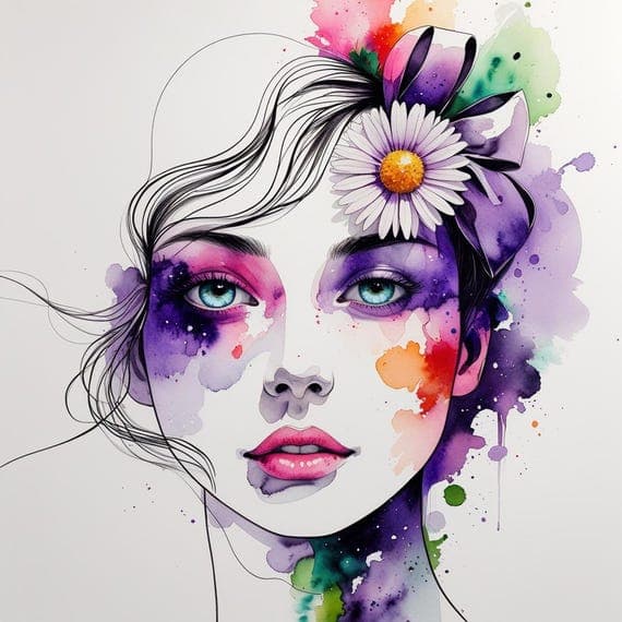 Floral Watercolor Woman Faces Clip Art β view 8 β watercolor clipart transparent PNG instant download
