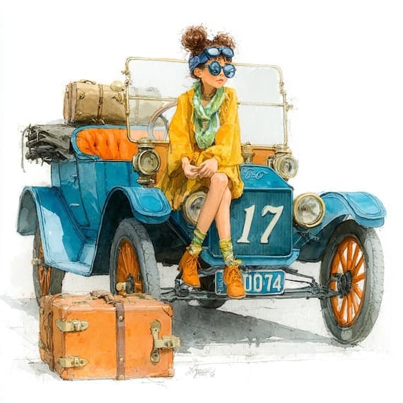 25 Vintage Travel Girl Clipart β watercolor clipart transparent PNG instant download