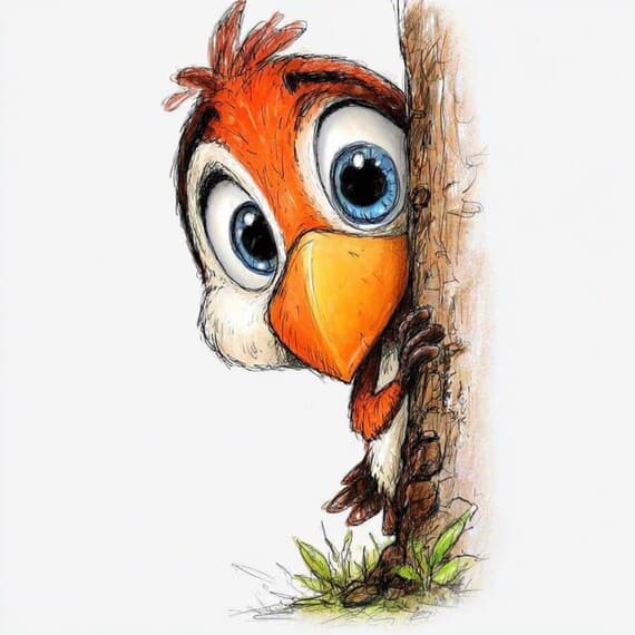 Peekaboo Birds Clipart – Whimsical Watercolor Bird Illustrations, Digi — view 4 — watercolor clipart transparent PNG instant download