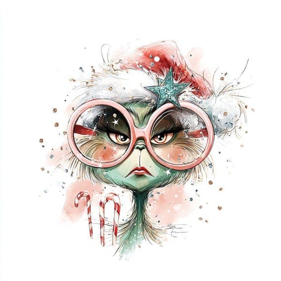 15 Funny Green Christmas Girl Clipart β view 3 β watercolor clipart transparent PNG instant download