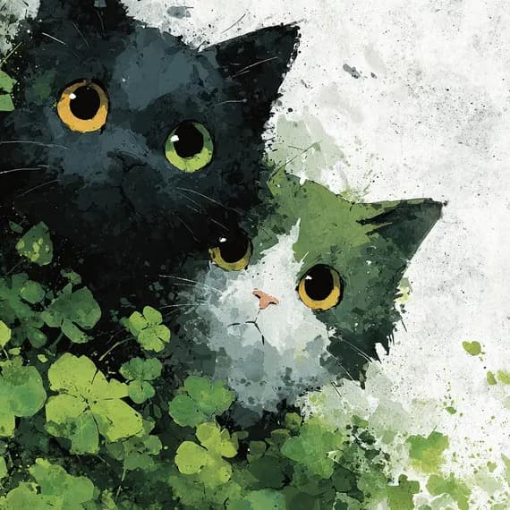 20 Clover Cats Watercolor Clipart Printable for Wall Art Prints Digita β view 7 β watercolor clipart transparent PNG instant download