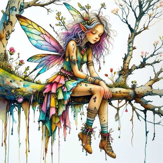 10 Whimsical Fairy Clipart – Colorful Forest Girls, Magical Wings (Dig — view 4 — watercolor clipart transparent PNG instant download