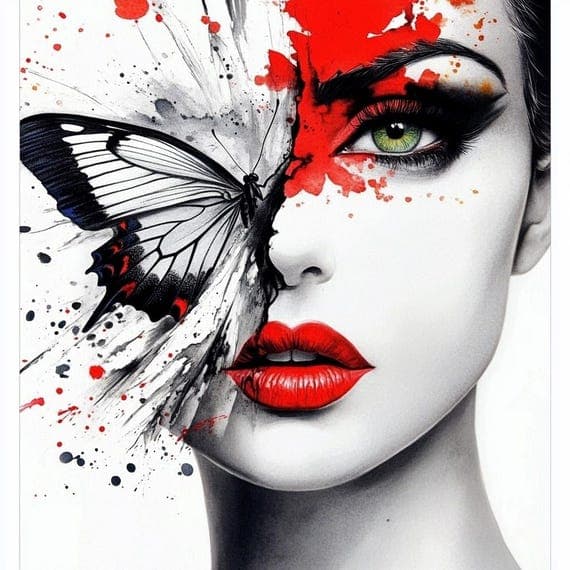 Floral Butterfly Woman Face Clipart β view 4 β watercolor clipart transparent PNG instant download