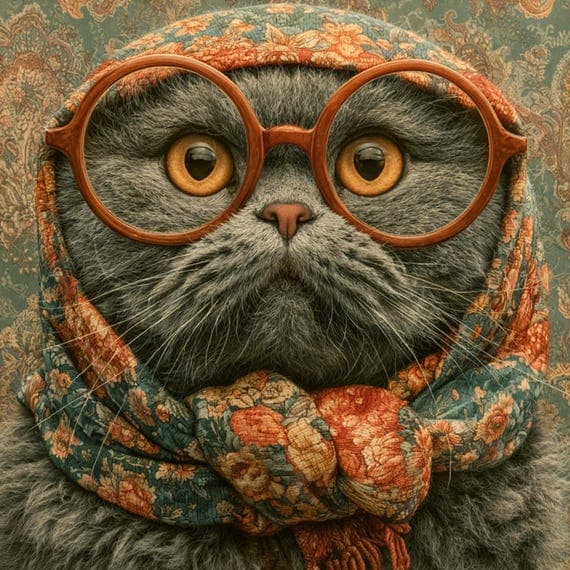 30 Vintage Cat Portraits Bundle, Victorian Steampunk Style Wall Art, C β watercolor clipart transparent PNG instant download
