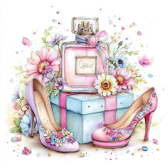12 Watercolor Floral Perfume Clipart (PNG) β view 3 β watercolor clipart transparent PNG instant download