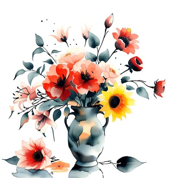 Watercolor Flower Vase Clipart β view 7 β watercolor clipart transparent PNG instant download