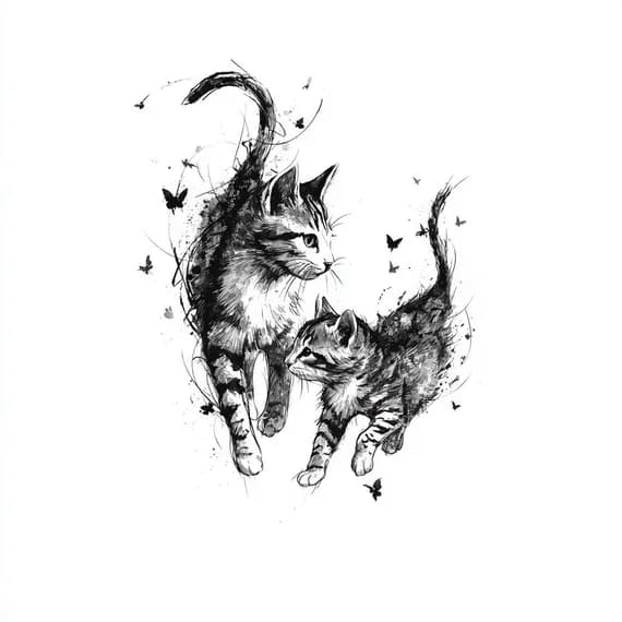 20 Cat Family Clipart β view 6 β watercolor clipart transparent PNG instant download