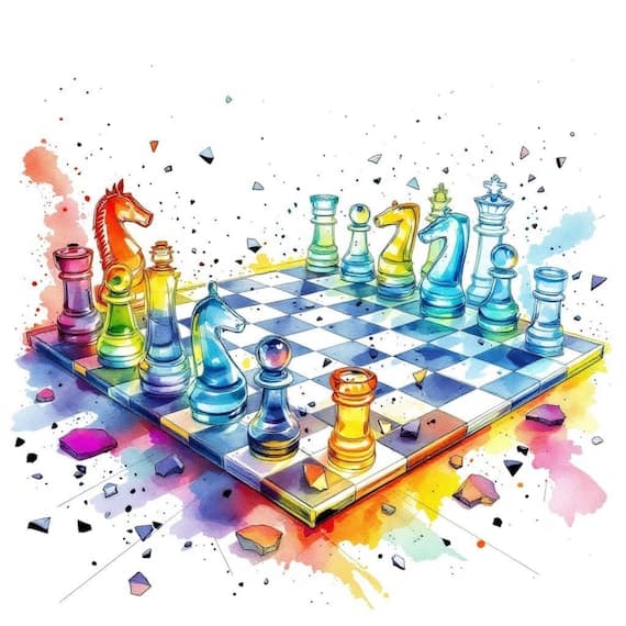 Watercolor Chess Pieces Clipart Set β watercolor clipart transparent PNG instant download