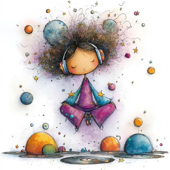 13 Retro Cosmic Girl Clipart (JPG) β view 5 β watercolor clipart transparent PNG instant download