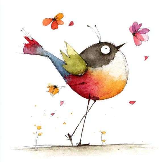 15 Watercolor Quirky Bird Clipart PNG Bundle for ,Sublimation & Fantas β view 2 β watercolor clipart transparent PNG instant download
