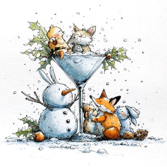 20 Quirky Snowman Clipart β view 5 β watercolor clipart transparent PNG instant download
