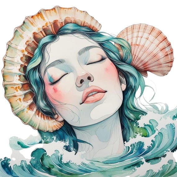 Watercolor Ocean Woman Clipart – Seashell Goddess PNGs (Digital Downlo — view 7 — watercolor clipart transparent PNG instant download