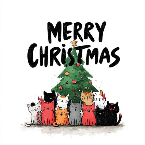 15 Whimsical Christmas Cat Clipart β view 8 β watercolor clipart transparent PNG instant download