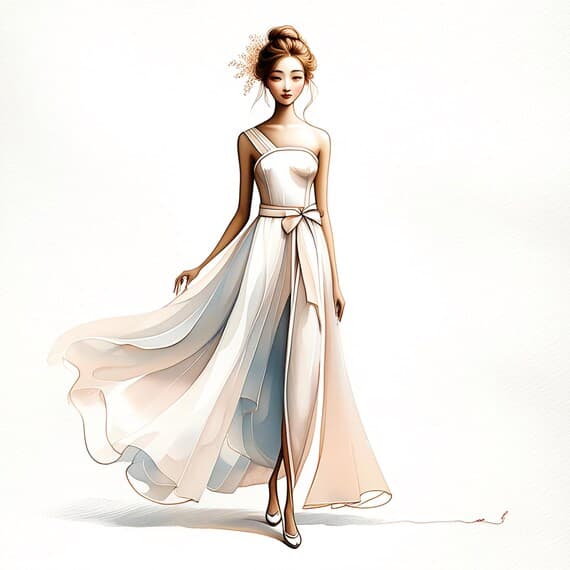 Elegant Woman Art Illustration β view 7 β watercolor clipart transparent PNG instant download