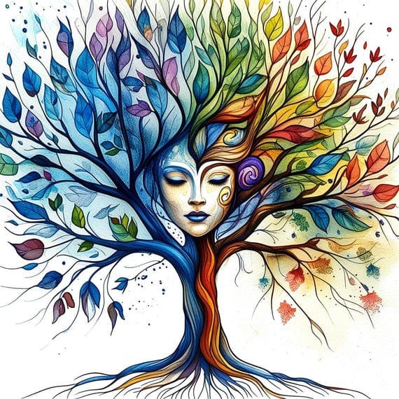 10 Mythical Floral Tree JPG Bundle β view 4 β watercolor clipart transparent PNG instant download