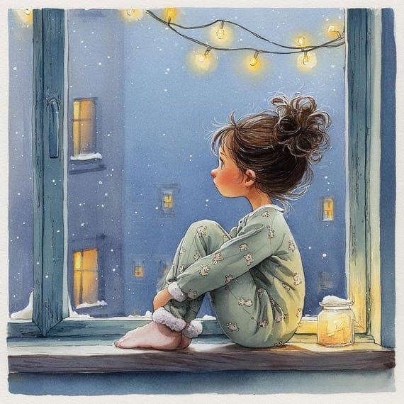 15 Dreamy Child Clipart, Christmas card, Printable Art for Kids β view 2 β watercolor clipart transparent PNG instant download
